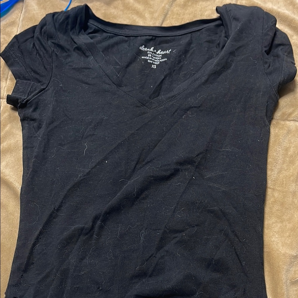 Black V-Neck Women's Top
